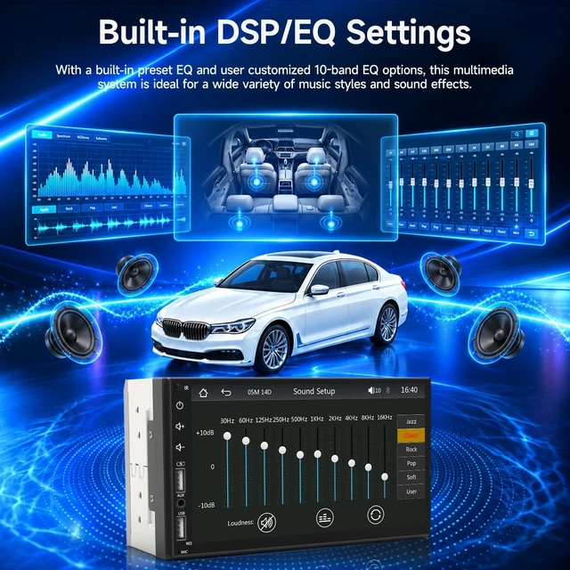 Alt view image 5 of 5 - Leadfan Double Din Car Stereo with Backup Camera & Dash Cam