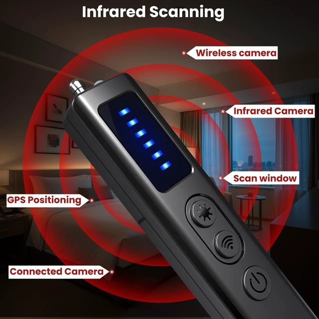 Alt view image 3 of 5 - PIPAPI Hidden Camera Detector Bug Detector Hidden Devices Detector with Infrared Scanning, Magnetic Field Detection