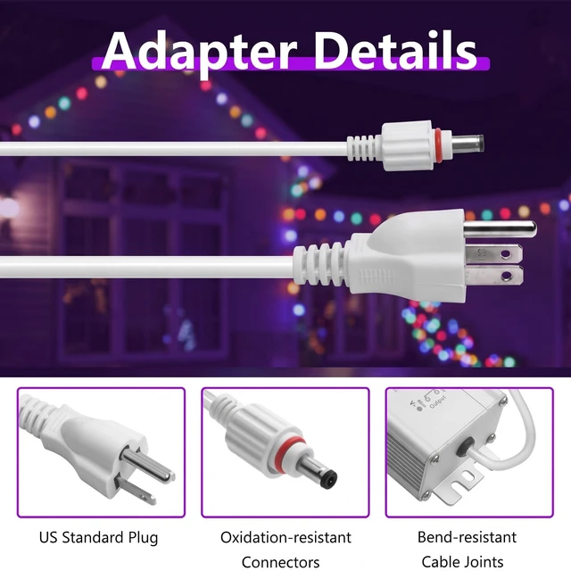 Alt view image 5 of 5 - XZGm IP67 36V 2A AC DC Adapter for Govee H705DEF Outdoor Lights H706A White