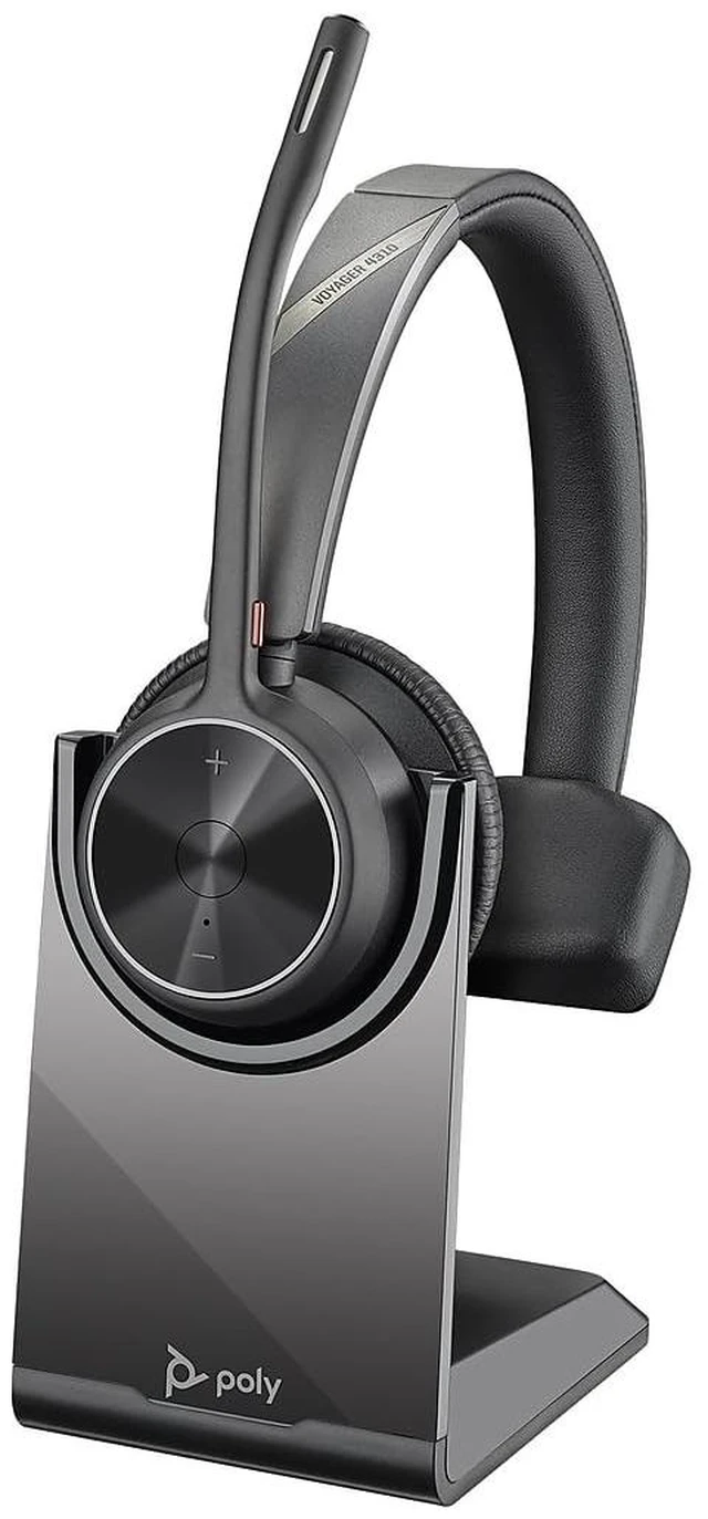 Main image of Poly - Voyager 4310 UC Wireless Headset + Charge Stand (Plantronics) - Single-Ear Headset w/Mic - Connect to PC/Mac via USB-C Bluetooth Adapter, Cell Phone via Bluetooth -Works with Teams, Zoom