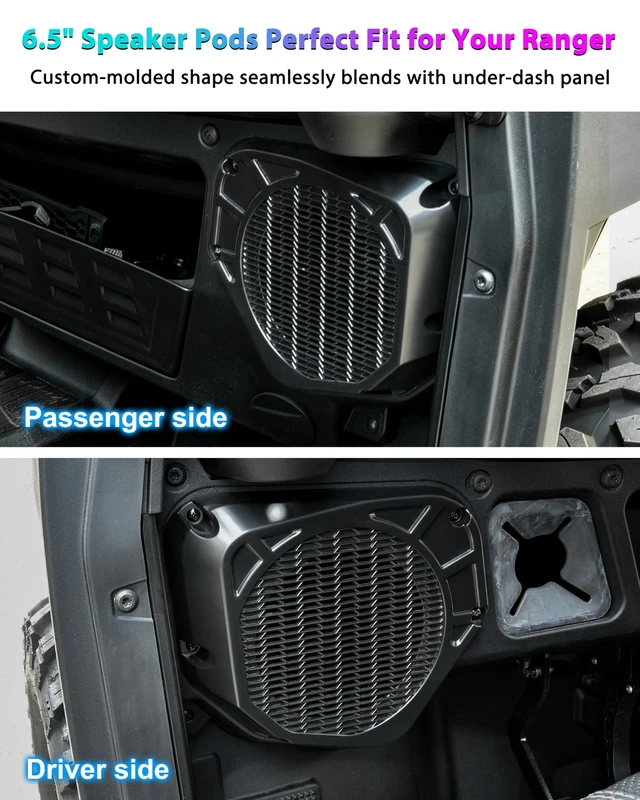 Alt view image 3 of 5 - POKIAUTO Under Dash Speaker Pods for Polaris Ranger XP 1000/Crew 2025 2026