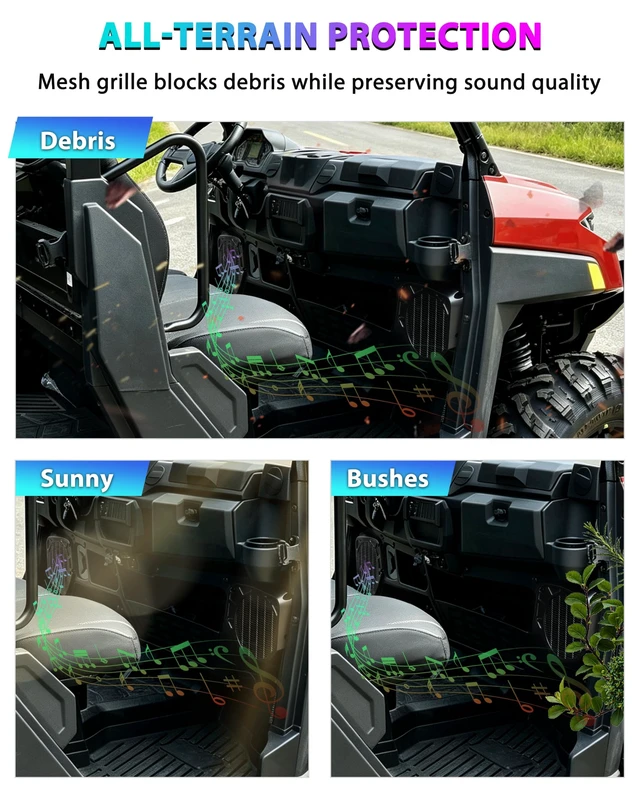 Alt view image 4 of 5 - POKIAUTO Under Dash Speaker Pods for Polaris Ranger XP 1000/Crew 2025 2026