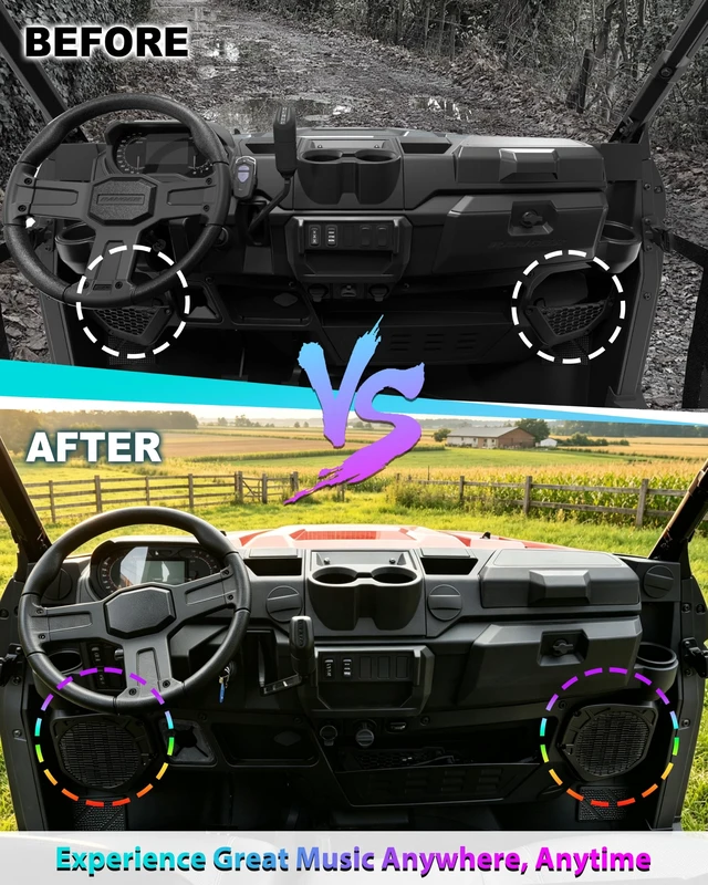Alt view image 2 of 5 - POKIAUTO Under Dash Speaker Pods for Polaris Ranger XP 1000/Crew 2025 2026