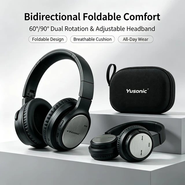 Alt view image 4 of 5 - YUSONIC BS660 Bluetooth Headphones, 40mm Deep Bass Over Ear Wireless Headset with Bluetooth 5.3, Invisible Touch Control, 400Mha Battery, Foldable Comfort Earpads with Portable Carry Case for T