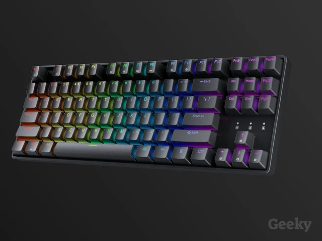 Alt view image 5 of 5 - Geeky GK80 Tenkeyless ^^ Hot Swappable Mechanical Gaming Keyboard ^^ 87 Keys Multi Color RGB LED Backlit for PC/Mac Gamer ^^ ANSI US American Layout (Black, Mechanical Speed Yellow)