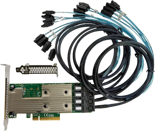 Alt view image 2 of 5 - SVNXINGTII 9305-16i SAS9305-16i 12Gbs 4 Port HBA Card 4*SFF-8643-SATA Cable