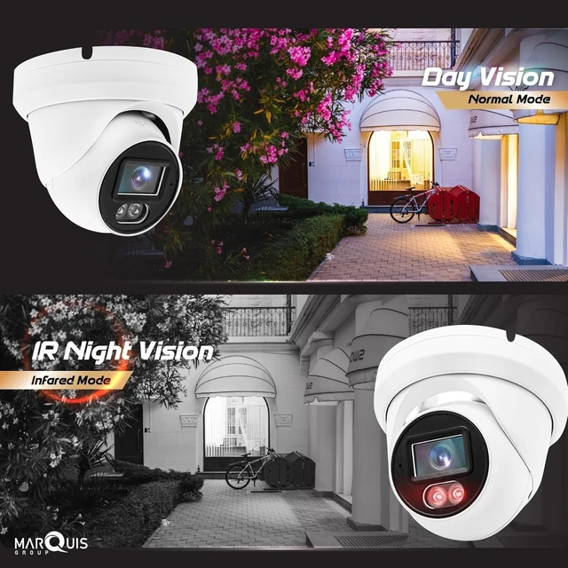 Alt view image 2 of 5 - Marquis 8MP PoE IP Turret Dome Camera with Microphone/Audio, IP Security Camera Outdoor Rated, 98ft IR Night Vision, Waterproof IP66, 108 Wide Angle 2.8mm Lens