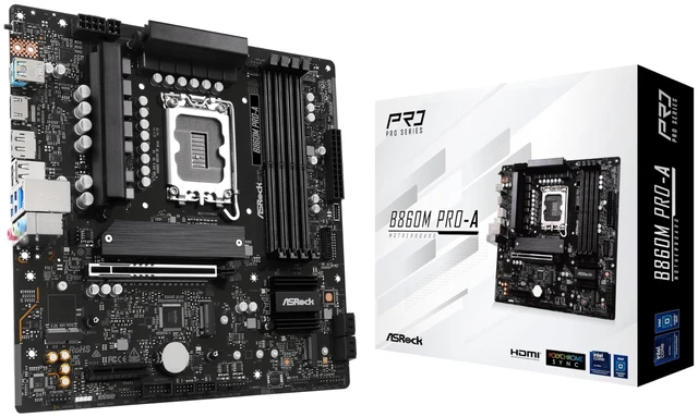 Main image of ASRock B860M Pro A DDR5 8666 MHz 256GB M.2 LGA1851 B860 Micro ATX Motherboard Intel Core Ultra BIOS Flashback SATA3 6.0 Gb/s PCIe 5.0