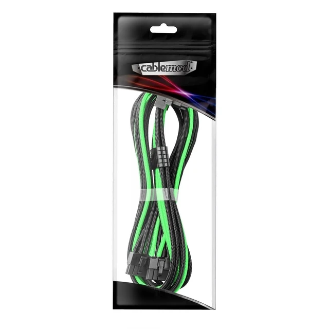 Alt view image 3 of 3 - CableMod RT-Series Pro ModMesh Sleeved 12V-2x6 12VHPWR 90 StealthSense PCI-e Cable for ASUS/Seasonic/Phanteks - Variant A (Black + Light Green, 16-pin to Dual 8-pin, 60cm)