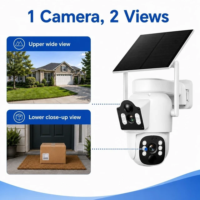 Alt view image 3 of 5 - Camcamp 2K Dual Lens Solar Security Camera Wireless Outdoor