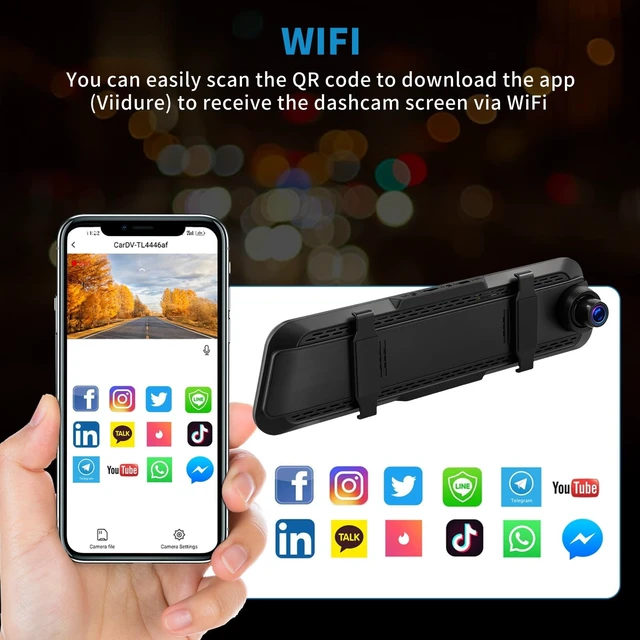 Alt view image 5 of 5 - 4K+2K Dual Mirror Dash Cam Front and Rear, 9.66 Inch FHD Car Camera Mirror Camera for Cars Car Camera with WiFi App Control Wide Angle Night Vision G-Sensor Loop Recording 24H Parking Monitoring