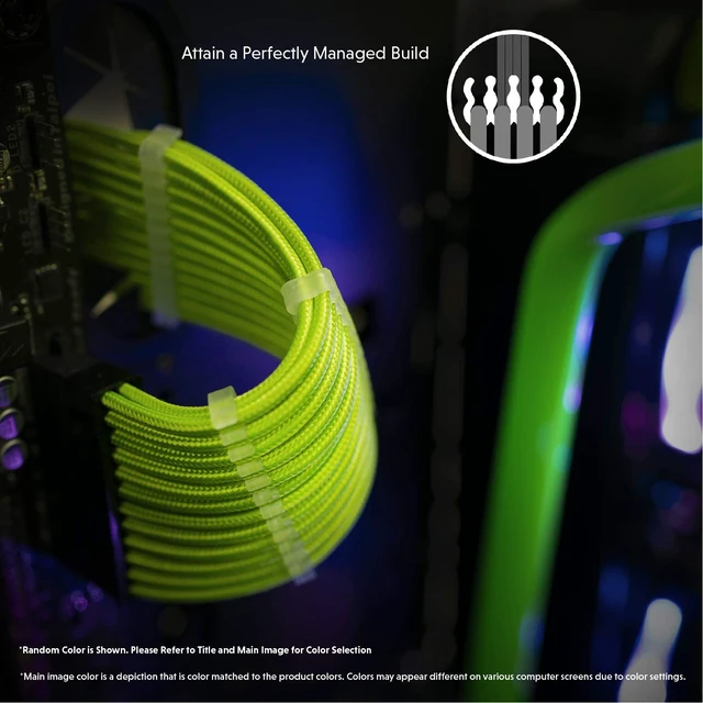 Alt view image 5 of 5 - LINKUP ATX 24-Pin PSU Extension Cable ^^ Braided Sleeved, 30cm, Green/Black
