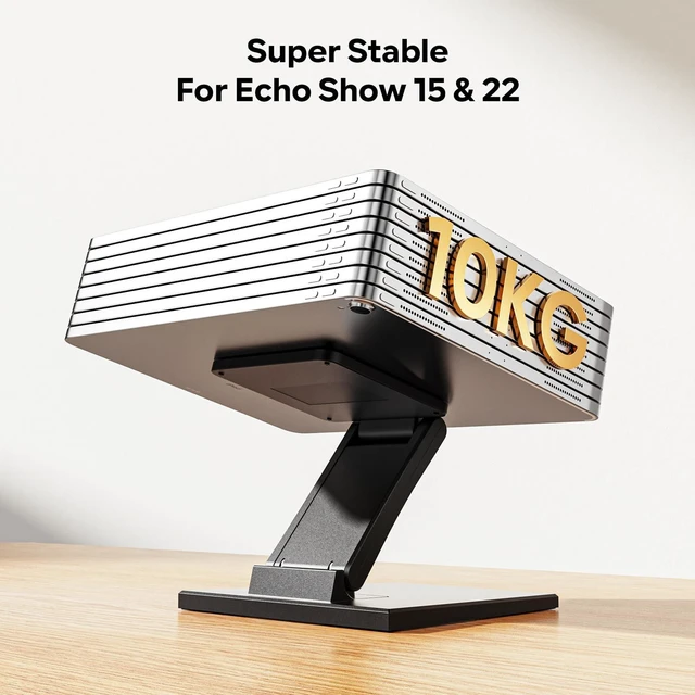 Alt view image 2 of 5 - Jcnewpop Adjustable VESA Mount Stand for Echo Show 15 (1st & 2nd Gen), Portable Monitor Stand with Heavy Duty Metal Base, Tilt & Height Adjustment, Landscape/Portrait Mode Switching (Black)
