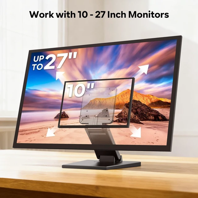 Alt view image 5 of 5 - Jcnewpop Adjustable VESA Mount Stand for Echo Show 15 (1st & 2nd Gen), Portable Monitor Stand with Heavy Duty Metal Base, Tilt & Height Adjustment, Landscape/Portrait Mode Switching (Black)