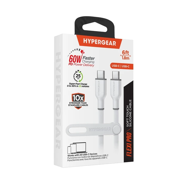 Alt view image 2 of 3 - HyperGear USB C to USB C Cable 6ft - 60W White USBC to USBC Cable Fast Charging Cord Data Transfer Cables, CType Fast Charger Cord, High Speed Type-C Charging Cords for iPhone, Android, Laptops & More