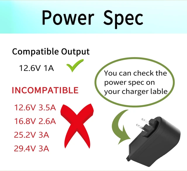 Alt view image 2 of 5 - 12.6V Charger for Gosvor LiteVac-800 Cordless Robotic Pool Vacuum Cleaner Power Adapter Cord