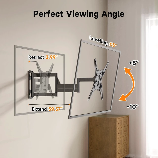 Alt view image 3 of 5 - XINLEI Long Arm TV Wall Mount for Most 26-65 Inch TVs 40 Extension