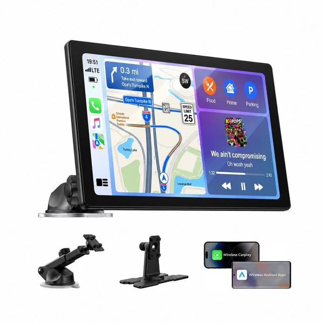 Main image of LAMTTO 10.1" Wireless CarPlay & Android Auto Screen for Car