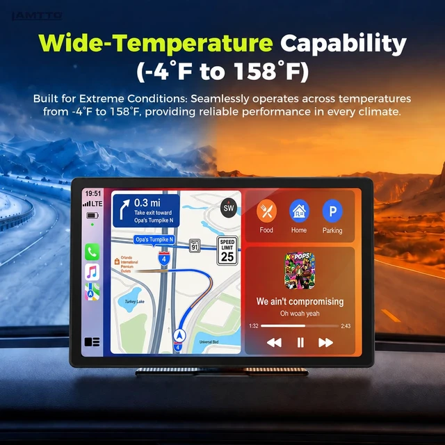 Alt view image 5 of 5 - LAMTTO 10.1" Wireless CarPlay & Android Auto Screen for Car
