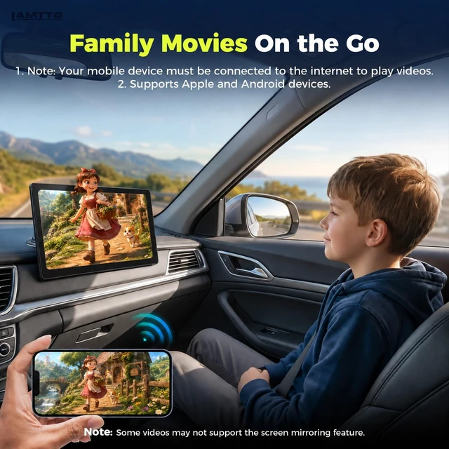 Alt view image 4 of 5 - LAMTTO 10.1" Wireless CarPlay & Android Auto Screen for Car