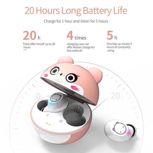 Alt view image 2 of 5 - AMAFACE Wireless Earbuds,Kids Wireless Ear Bud with Cute Charging Case, Waterproof Stereo Smallest Wireless Earphone with Microphone for Workout Sport, Headphones for Kids and Adu