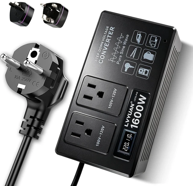 Main image of LVYUAN 1600W Pure Sine Wave Step-Down Voltage Converter with LCD