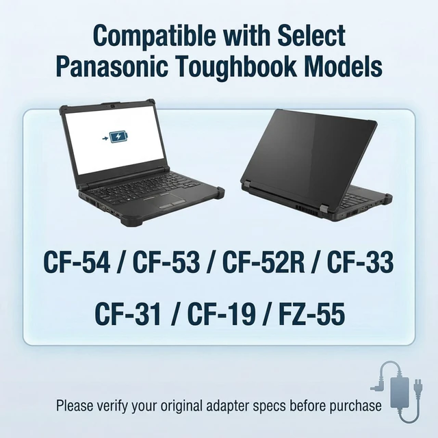 Alt view image 2 of 5 - 15.6V 7.05A 110W AC Adapter for Panasonic Toughbook CF-54/FZ-55/CF-33/CF-53
