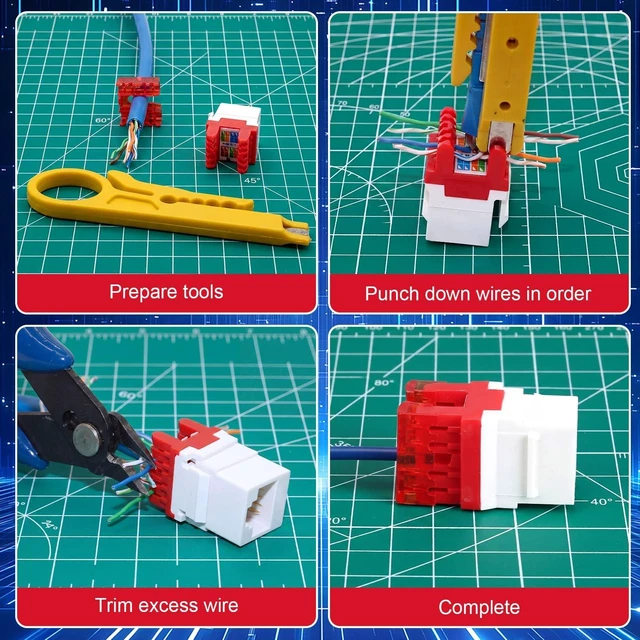 Alt view image 3 of 5 - Tellegloww 50 Pack 180 Degree Rj45 Cat6 Keystone Jacks