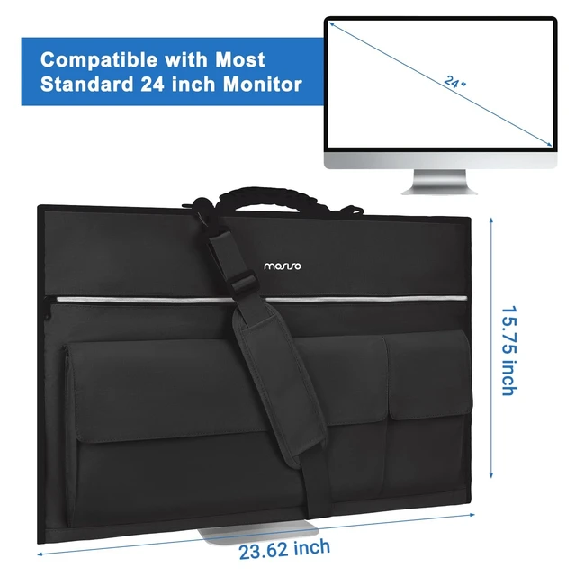 Alt view image 3 of 5 - MOSISO Monitor Carrying Case, 24 inch Padded Monitor Travel Bag Cover Case