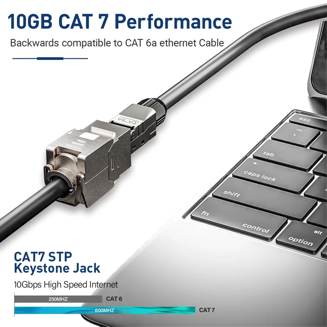 Alt view image 5 of 5 - NataLink Cat 7 Cat 6A Shielded RJ45 Keystone Jack 12-Pack, 10G Ethernet Keystone Jack Toolless Zinc Alloy Module Jacks for 22 to 26 AWG Solid or Stranded S/FTP Ethernet Cable