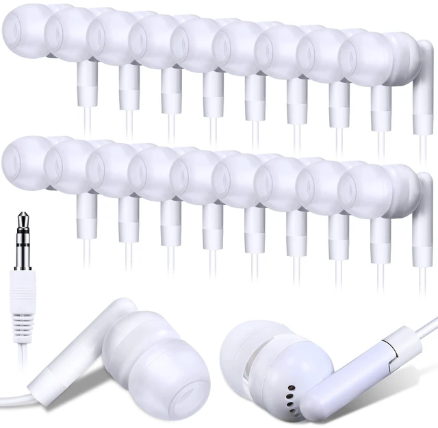 Main image of Kanayu 500 Pack Wired Earbuds Bulk for Classroom, 3.5MM No Mic,White