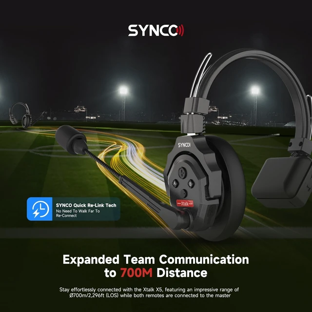Alt view image 2 of 5 - SYNCO XTALK X5 Wireless Headset Intercom System 2.4GHz Full Duplex 400 Meter Noise Cancellation Communication System for 5 Persons Live Streaming Movie Shoot Team Communication