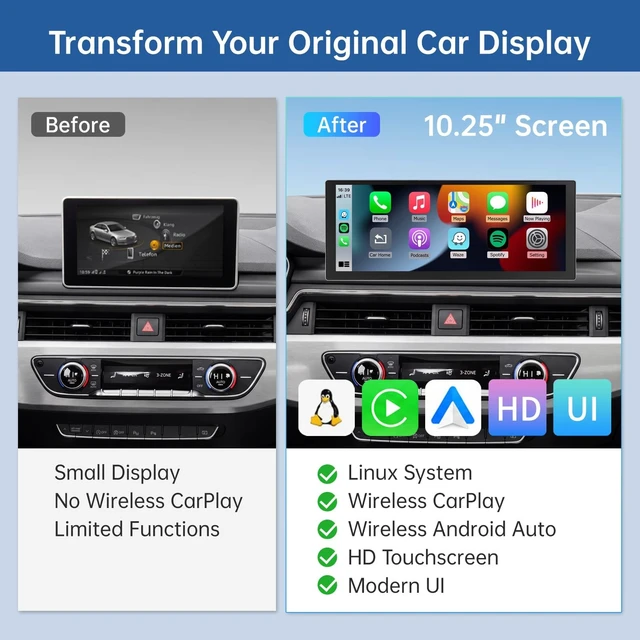Alt view image 3 of 5 - Road Top 10.25" CarPlay Screen for Audi A4/A5 with MIB (2016-2019