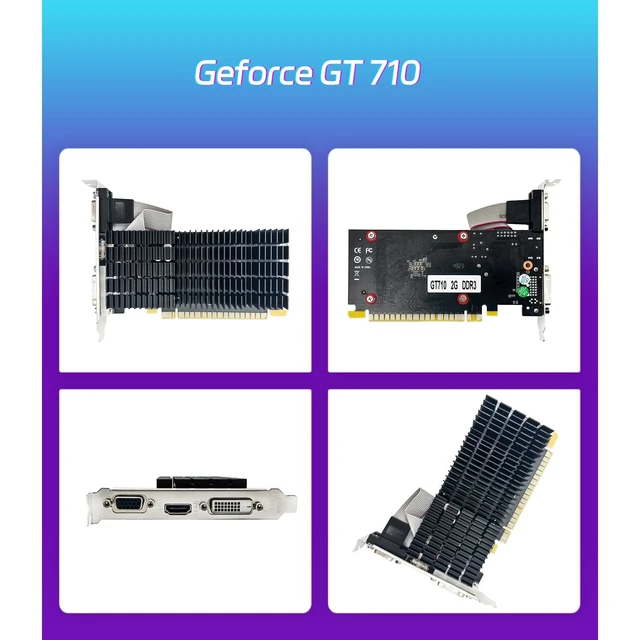 Alt view image 2 of 5 - SOYO GeForce GT 710 2GB DDR3 Low Profile Graphics Card, HDMI/VGA/DVI-D Port