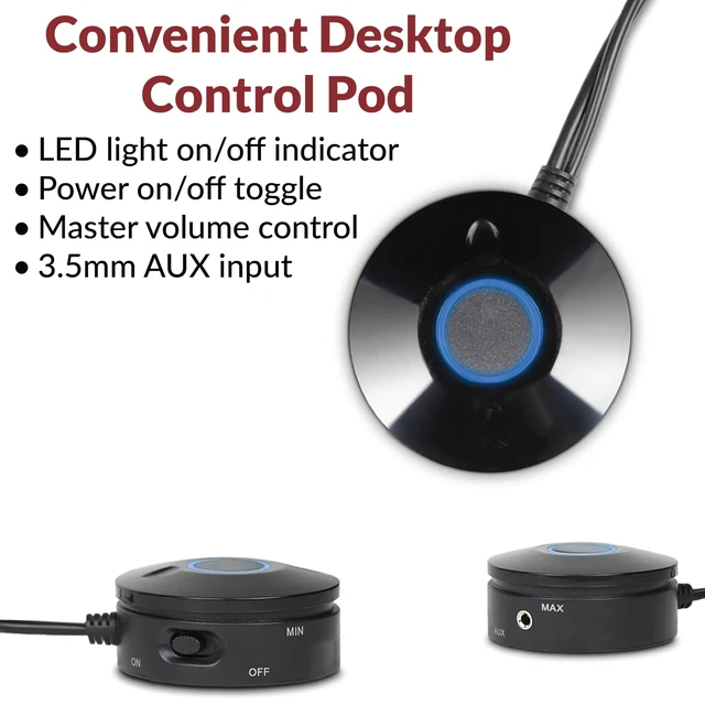 Alt view image 3 of 5 - Cyber Acoustics CA-3610 2.1 Multimedia Speaker System with Subwoofer, 62 Watts Peak Power, Strong Bass, Perfect for Music, Movies, and Games