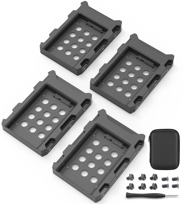 Main image of DecorStat 2.5" SSD to 3.5" SATA Hard Disk Drive Adapter ABS SSD Mounting Bracket Kit 4 Pack Internal Drive Bay Converter Hard Drive Caddy Case Tray SSD Holder HDD Cage with Portable Bag Hot Swap Plug