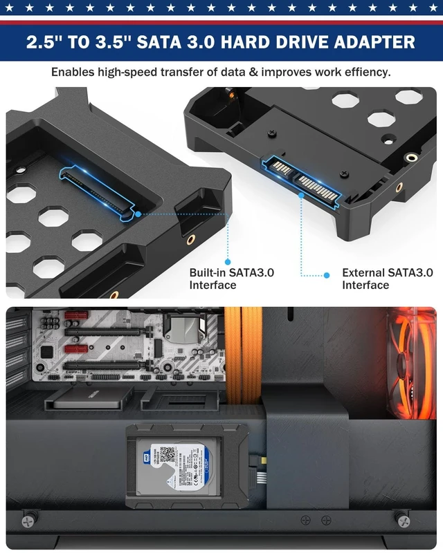 Alt view image 4 of 5 - DecorStat 2.5" SSD to 3.5" SATA Hard Disk Drive Adapter ABS SSD Mounting Bracket Kit 4 Pack Internal Drive Bay Converter Hard Drive Caddy Case Tray SSD Holder HDD Cage with Portable Bag Hot Swap Plug