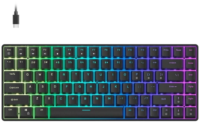 Main image of FOXXRAY HKM-S93 75% Mechanical Gaming Keyboard, Compact Hot-Swappable Keyboard with Blue Switch, RGB Backlit, Customizable Keys, 84-Key Wired Computer Keyboard for Laptop PC Gamer-Black
