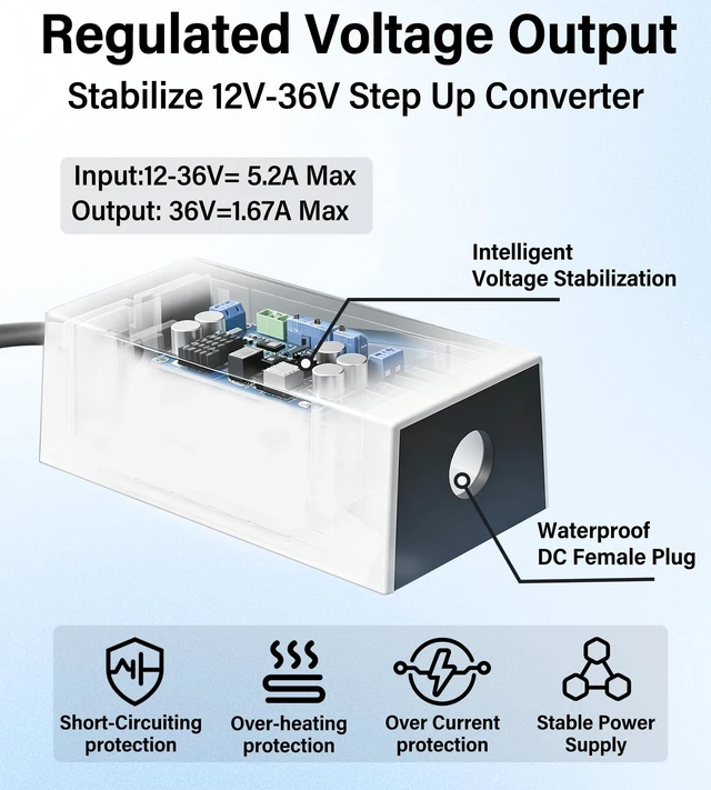 Alt view image 3 of 5 - Starlink Mini Battery Adapter,12V-24V Input 36V/1.67A Output