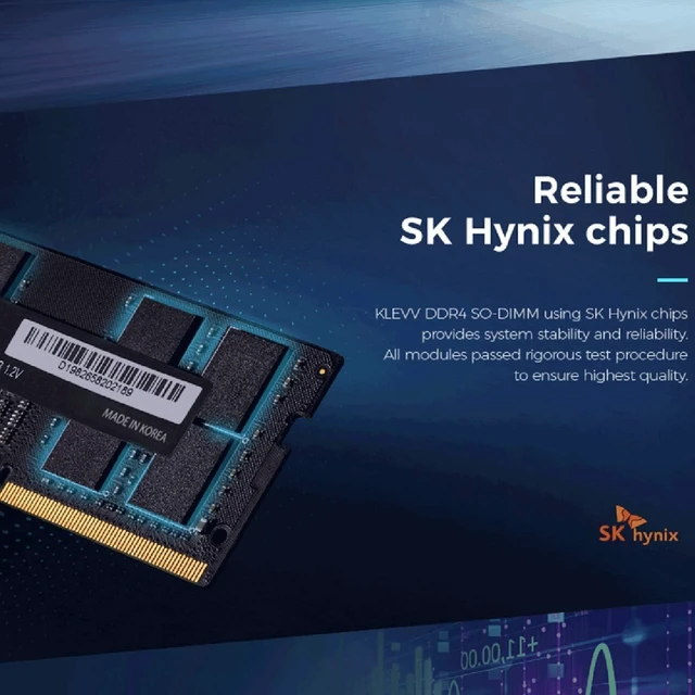 Alt view image 4 of 5 - KLEVV DDR4 32GB (1x32GB) 3200MHz CL22 1.2V SODIMM Laptop Ram Memory SK Hynix Chip (KD4BGSA80-32N220A)