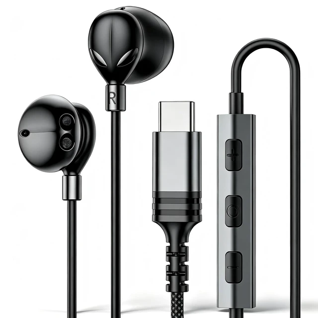 Main image of Cyberix USB C Wired Earbuds for Samsung Galaxy with Mic, Braided Cable