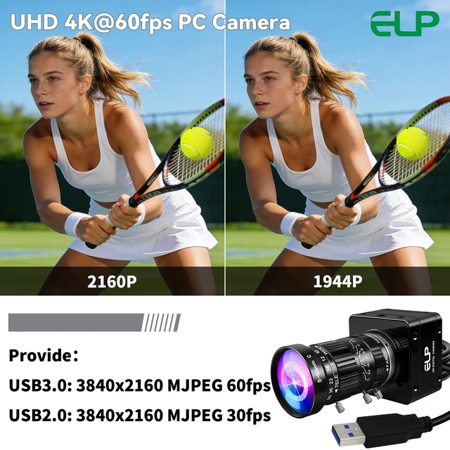 Alt view image 5 of 5 - ELP High Speed 4K 60FPS USB Camera Manual Zoom Webcam for Computer, Mini UVC 2160P USB3.0/2.0 Lightburn Cameras for Windows, Linux, Mac, Pi, 5-50mm 10X Varifocal IMX678 Web Cam for Laptop Jetson Nano