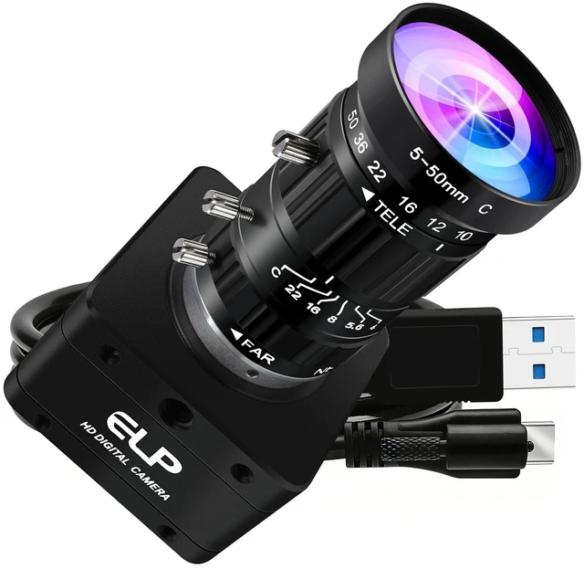 Main image of ELP High Speed 4K 60FPS USB Camera Manual Zoom Webcam for Computer, Mini UVC 2160P USB3.0/2.0 Lightburn Cameras for Windows, Linux, Mac, Pi, 5-50mm 10X Varifocal IMX678 Web Cam for Laptop Jetson Nano