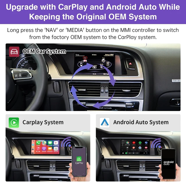 Alt view image 3 of 5 - NINETOM Wireless CarPlay Retrofit Kit for Audi A4/A5/S4/S5/RS4/RS5