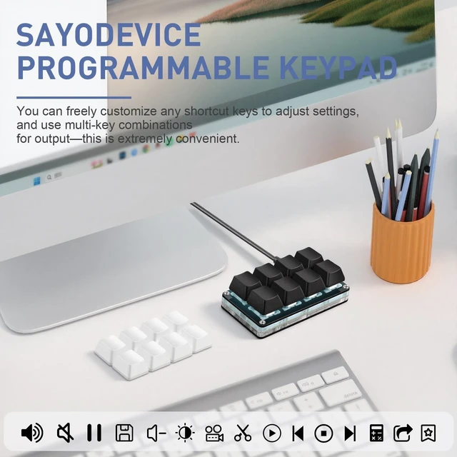 Alt view image 3 of 5 - Mini 8-Key Programmable Keyboard with Hotswappable Mechanical Switches
