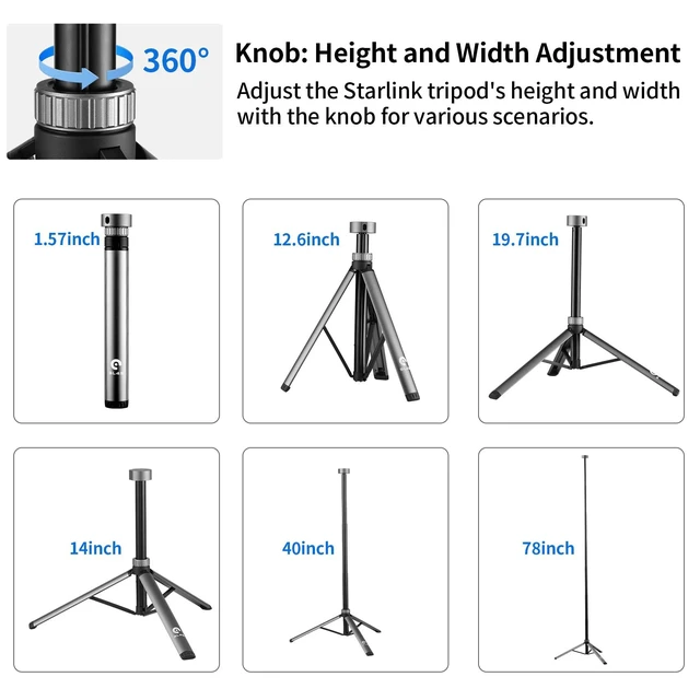 Alt view image 2 of 5 - Starlink Mini Tripod Mount with Old&New Versions Metal Adapter,All Aluminum