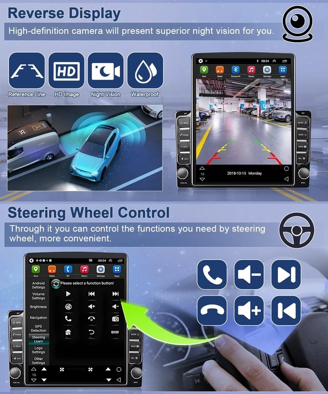 Alt view image 5 of 5 - Loddery 9.7 Inch Android 13 Car Radio for Dodge RAM 1500 2500 3500 2009 2010 2011 2012 IPS Touch with Wireless & Wired Carplay, Double Din Built-in GPS WiFi DSP Camera MIC 2GB +32GB (2+32G)