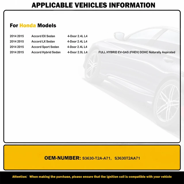 Alt view image 2 of 5 - 39530T2AA71 Rear View Backup Camera Compatible with Honda Accord 2014 2015 Reverse Parking Assist Rearview Camera Night Vision Replaces 39530-T2A-A71 590-438 HO1960101