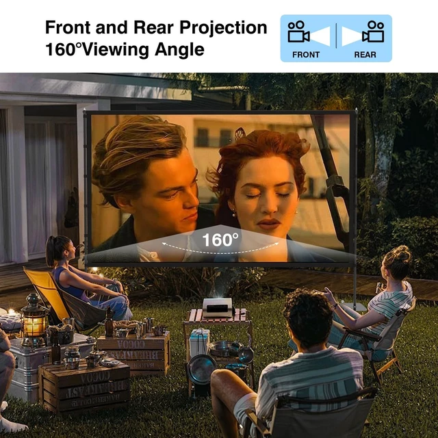 Alt view image 4 of 5 - STWUI Outdoor-Projector-Screen-with-Stand - 120 inch Portable Projector Screen Indoor Outdoor Projector Screens 16:9 4K HD Lightweight Movie Screen with Carry Bag for Backyard Movie Night