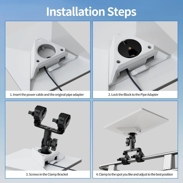 Alt view image 4 of 5 - 2026 Starlink Mini Clamp Mount, RV Ladder Mount for Car/Yart Roof Rack